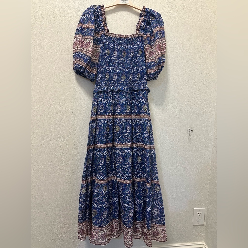 SEA
Rosita Smocked Puff-Sleeve Midi-Dress